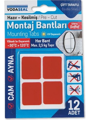 3 Adet Vodaseal Hazır Montaj Bandı Şeffaf 12'li Set