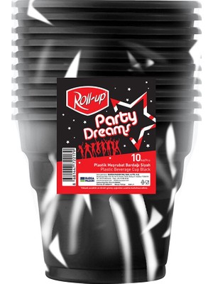 Roll-Up Party Dreams Bardak Siyah 10'lu
