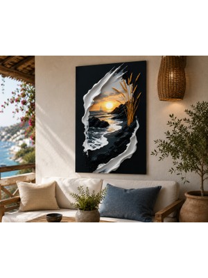 Othello Art Deniz Manzarası Kanvas Tablo Gün Batımı ve Yelkenli Temalı Modern Duvar Dekoru