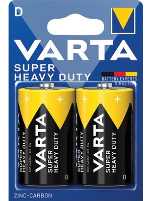 Varta Pil Süperlife D 2'li Aydınlatma Aksesuarları İçin Güvenilir Çinko Karbon Pil