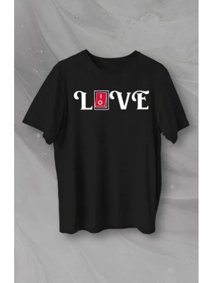 Efnaz Style 14 Şubat Sevgililer Günü Love Baskılı Oversize Bisiklet Yaka T-Shirt - Siyah