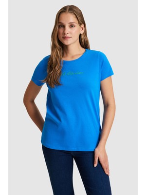 U.S. Polo Assn. Kadın Kobalt Mavi Basic Tişört 50323450-VR077