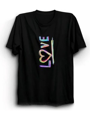 Efnaz Style 14 Şubat Sevgililer Günü Love Baskılı Oversize Bisiklet Yaka T-Shirt - Siyah