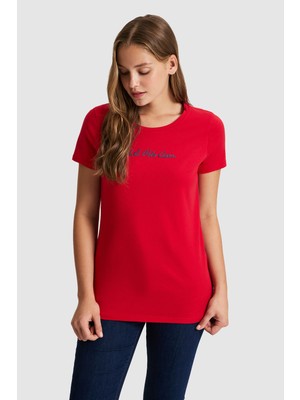 U.S. Polo Assn. Kadın Kırmızı Basic Tişört 50323450-VR030