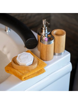 Kut Fly Bath Bambu 4'lü Banyo Aksesuar Seti - Bej