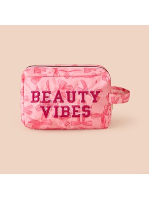 Simple Living Beauty Vibes Kozmetik Çantası - Pembe - 21X12X8 cm