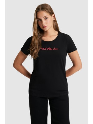 U.S. Polo Assn. Kadın Siyah Basic Tişört 50323450-VR046