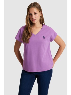 U.S. Polo Assn. Kadın Menekşe Basic Tişört 50323541-VR037