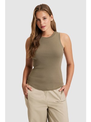 U.S. Polo Assn. Kadın Haki Basic Tişört 50321799-VR027