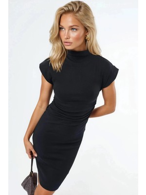 Hiccup Kadınlar Busem Kolsuz Bodycon Mini Elbise Siyah