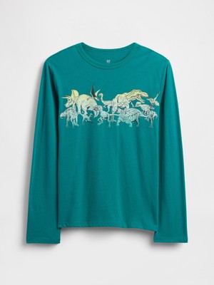 Gap Erkek Çocuk Yeşil Grafik Baskılı T-Shirt