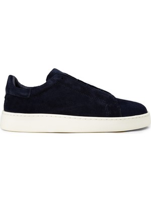 Deery Erkek Gizli Bağcıklı Hakiki Süet Lacivert Sneaker - 04444MLCVE02