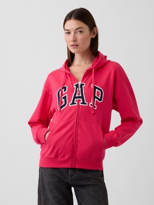 Gap Kadın Kırmızı Gap Logo Fermuarlı Fransız Havlu Kumaş Sweatshirt
