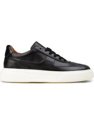 Deery Erkek Siyah Hakiki Deri Sneaker Ayakkabı - 04601MSYHE01