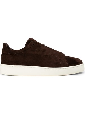 Deery Erkek Gizli Bağcıklı Hakiki Süet Kahverengi Sneaker - 04444MKHVE02