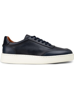 Deery Erkek Lacivert Hakiki Deri Sneaker Ayakkabı - 04406MLCVE01