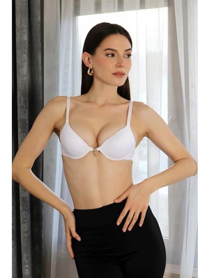 Marsilyan™-  Kadın Balenli Desteksiz Ince Süngerli Sütyen 3505 Beyaz