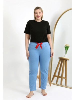 Marsilyan™-  Kadın Pamuklu Büyük Beden Alt Pijama 27559 Mavi