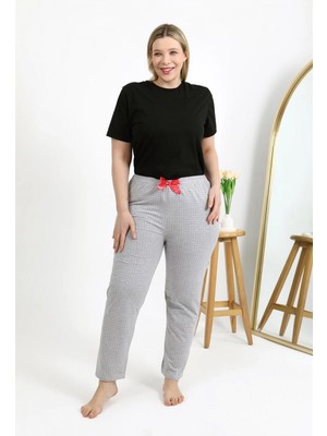 Marsilyan™-  Kadın Pamuklu Büyük Beden Alt Pijama 27557 Gri