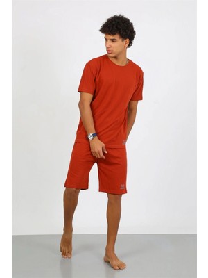 Marsilyan™-  Erkek Pamuk Lakost Alt Üst Kaprili Pijama Takım Kremit 6872