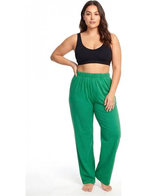 Marsilyan™- Yeşil Büyük Beden Rahat Kesim Cepli Pijama Altı
