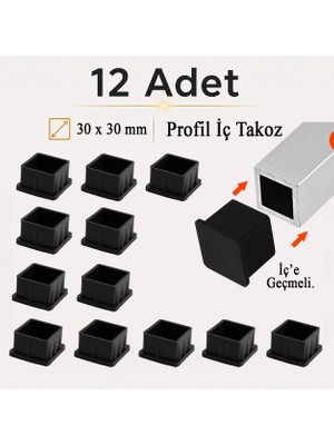 Badem10 (30X30 Mm) Iç Takoz Masa Sandalye Sehpa Ayak Tapası Kare Tıpa Papuç Parke Zemin Koruyucu 12 Adet