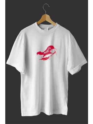 Defy Moda 1 Mayıs Emekçiler Günü Baskılı Oversize Bisiklet Yaka T-Shirt - Beyaz