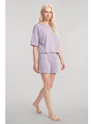 Marsilyan™-  Kısa Kollu Şortlu Pijama Takımı Lila
