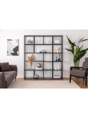 Vivense Lola Metal Kitaplık, Siyah, 160 cm