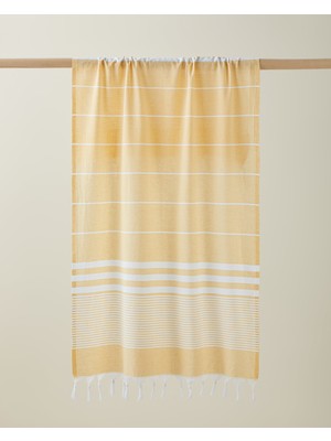 English Home Linosa Rejenere Çizgili Peştamal 80X150 cm Sarı