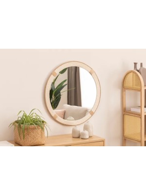 Vivense Halatlı Yuvarlak Dekoratif Duvar Aynası, Beyaz, 100X100