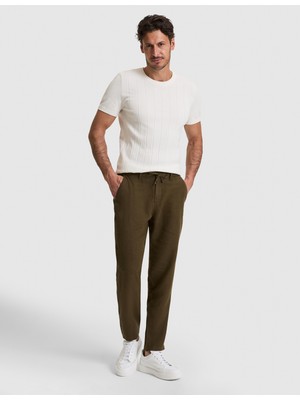Pierre Cardin Erkek Haki Carrot Fit %100 Keten Kanvas Pantolon 50320846-VR027