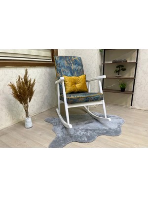 Vivense Trend Sallanan Sandalye, Mavi Desen, Ahşap, Lake Ayak
