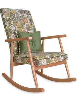 Vivense Trend Sallanan Sandalye, Yeşil Retro, Ahşap, Naturel Ayak