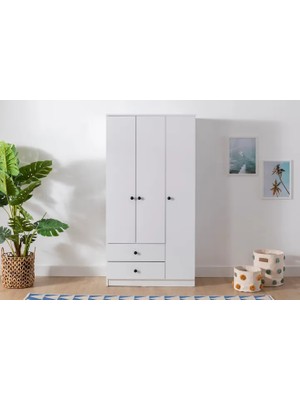 Vivense Metalia Home Düğme Gardırop, 3 Kapaklı 2 Çekmeceli
