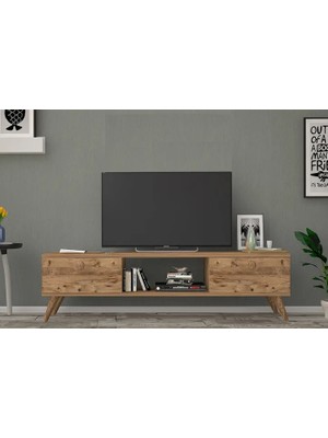 Vivense Emre Tv Ünitesi, Ahşap Ayaklı, Atlantik Çam, 140 cm