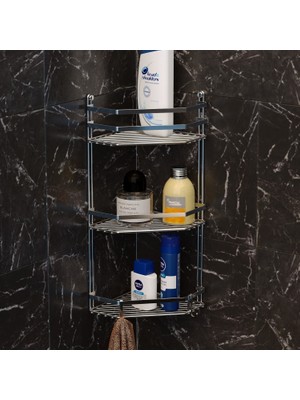 Tekno-tel Krom 3 Katlı Banyo Köşe Rafı Es076H Darbelere Dayanıklı Şık Tasarım