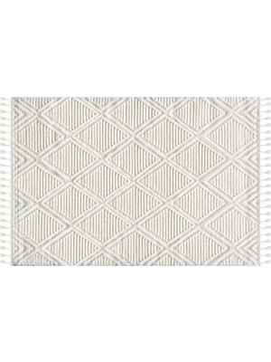 Vivense Elit Saçaklı Makine Halısı, Bukleli, Krem 60X110
