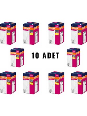 Osram LED Ampul 8.5W E-27 Sarı Işık 2700 Kelvin 10'lu Set A+ Enerji Sınıfı