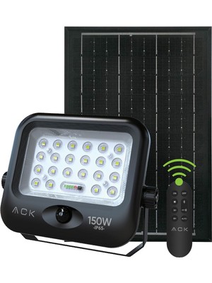 Ack 150W 6500K Kumandalı Solar LED Projektör IP65 Güneş Enerjili - AT65-19432