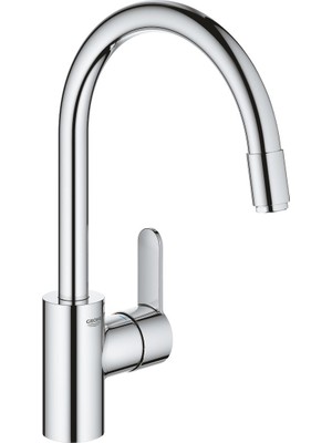 Grohe Eurostyle Cosmopolitan Tek Kumandalı Evye Bataryası Gri Renk Esnek Boru Kıvrımı Tezgah Montajı