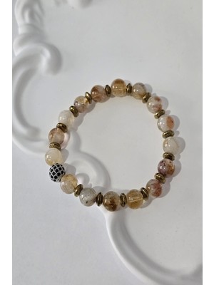c-bhadu naturel 8 mm Zirkon Taşı, Hematit, Sitrin Doğaltaş Bileklik