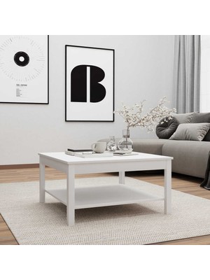 Adore Mobilya Rustik Kare Sehpa-Mat Beyaz 80X40X80 cm (Gxyxd)