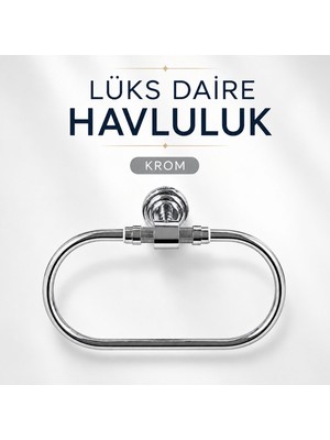 Badem10 Lüks Daire Havluluk Krom Banyo Havlu Askısı Parlak Metal Yuvarlak Duvar Tipi Vidalı Havluluk