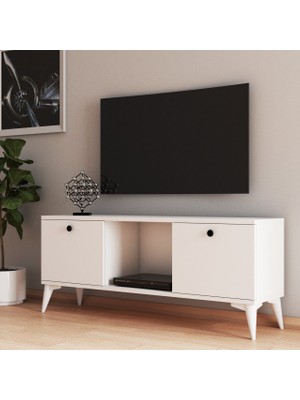 Ferniso Mobilya 120 cm Beyaz Tv Ünitesi Ahşap Minimalist Tasarım ile Modern Yaşam Alanları İçin