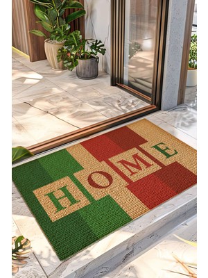Decovetro Renkli Kapı Önü Halı Paspas Home Desenli 40 x 60 cm