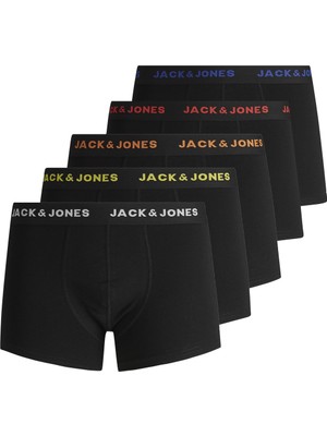 Jack & Jones Erkek 5'li Düz Renk Logolu Boxer Siyah Paça Tipi Rahat Kullanım