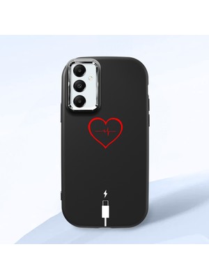 HONTINGA Samsung Galaxy A05S ile Uyumlu Kılıf Kamera Korumalı Düşüme Önleyici Kamera Koruyucu Siyah Yumuşak Silikon Couple Telefon Kılıfı Yaratıcı Desenli K4-0387