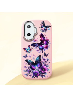 HONTINGA Xiaomi Poco F7 ile Uyumlu Kılıf Kamera Korumalı Düşüme Önleyici Kamera Koruyucu Pembe Yumuşak Silikon Couple Telefon Kılıfı Kelebek Desenli K4-0382