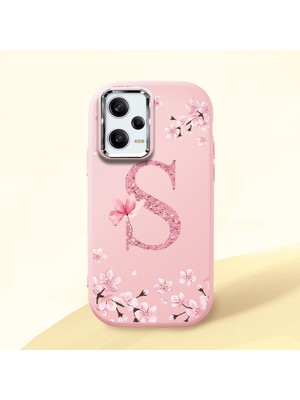 HONTINGA Redmi Note 12 Pro Speed ile Uyumlu Kılıf Kamera Korumalı Düşüme Önleyici Kamera Koruyucu Pembe Yumuşak Silikon Couple Telefon Kılıfı Çiçekli Desenli K4-0388